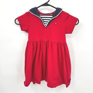 Tommy Hilfiger Toddler Dress 3T Red Nautical Sailor Preppy Classic Girls